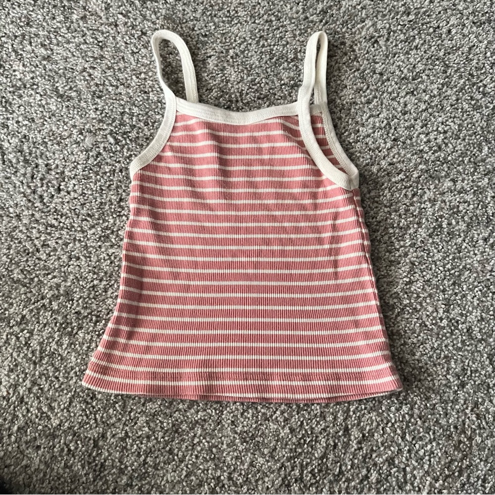 brandy melville pink and white tank top